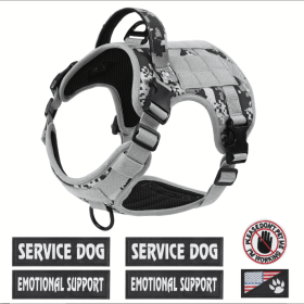 Hiphoppet US Local Tactical Service Dog Harness Vest Adjustable Reflective No Pulling Large Dog Harness With Metal Buckle (Option: GrayCamo-S)