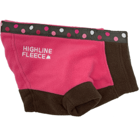 Highline Fleece Dog Coat (Color: Pink and Brown with Polka Dots, size: Size 12)